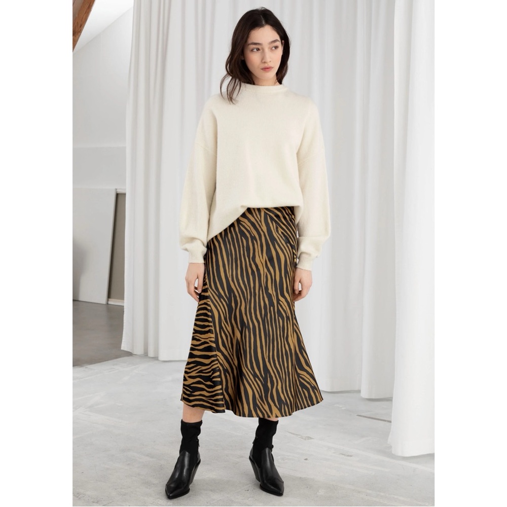 & Other Stories Zebra Print Midi Skirt Size 10